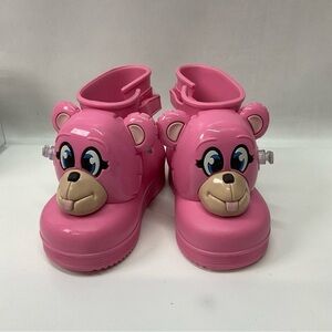 Melissa and Jeremy Scott Pink kids bear‎ face rain boots size 6–7 or 5